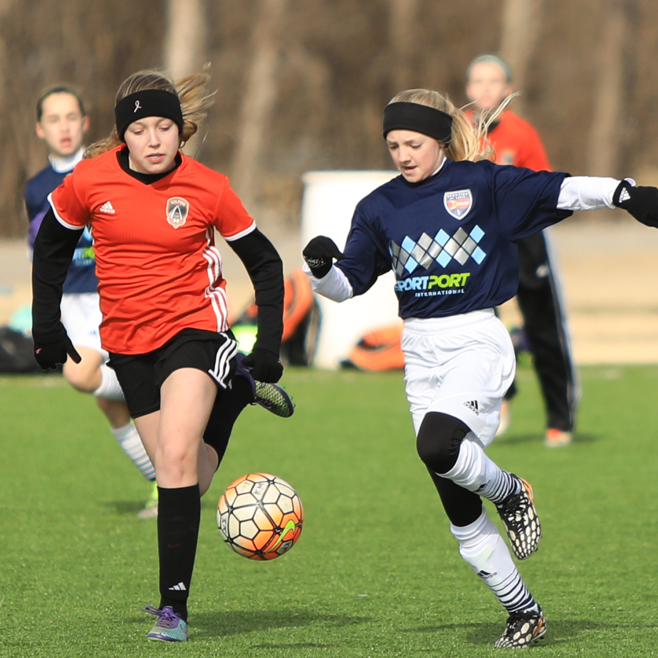 girls playing soccer