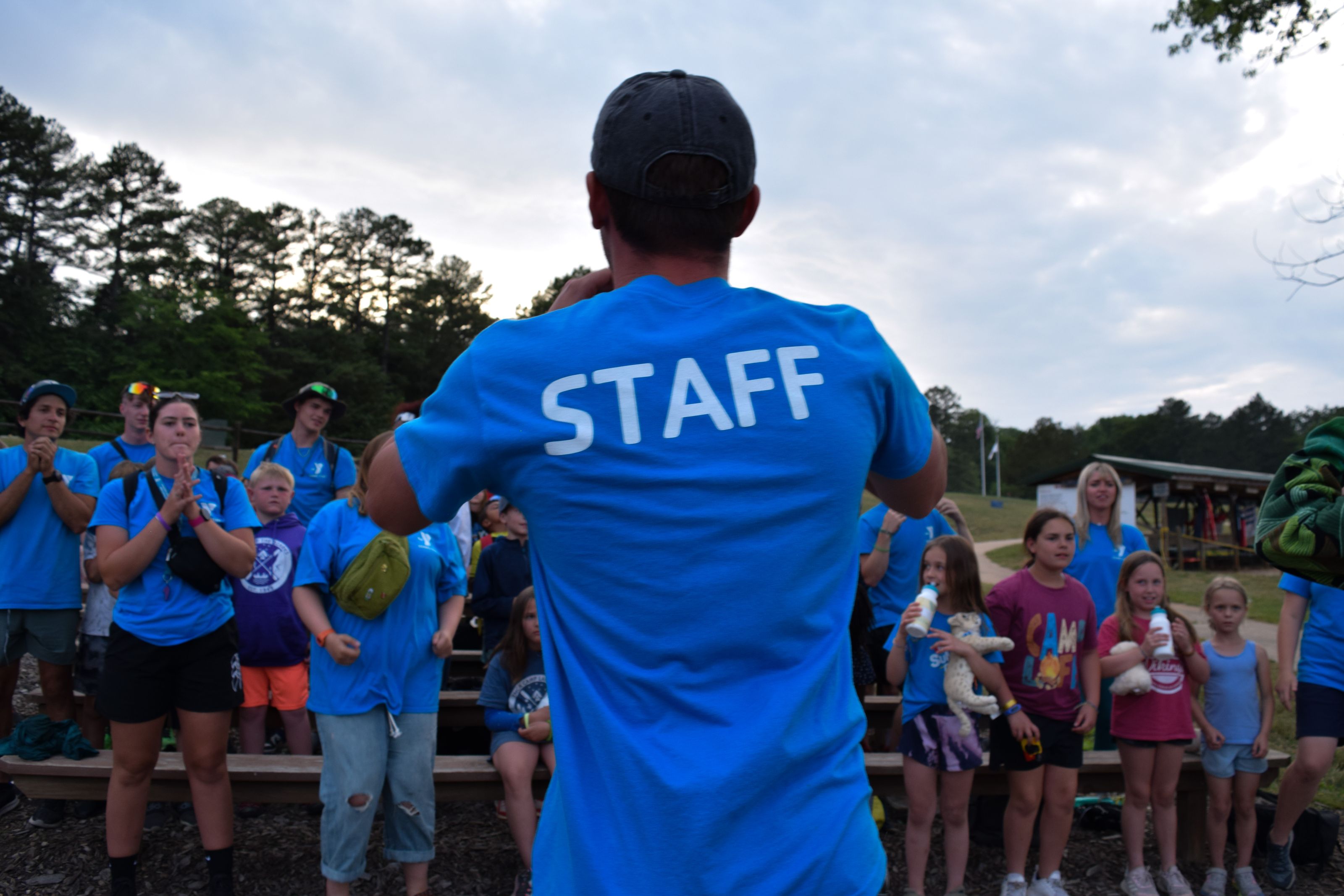 ymca camp lakewood staff hyping up the campers