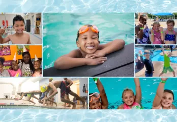 collage of photos of people swimming at the YMCA