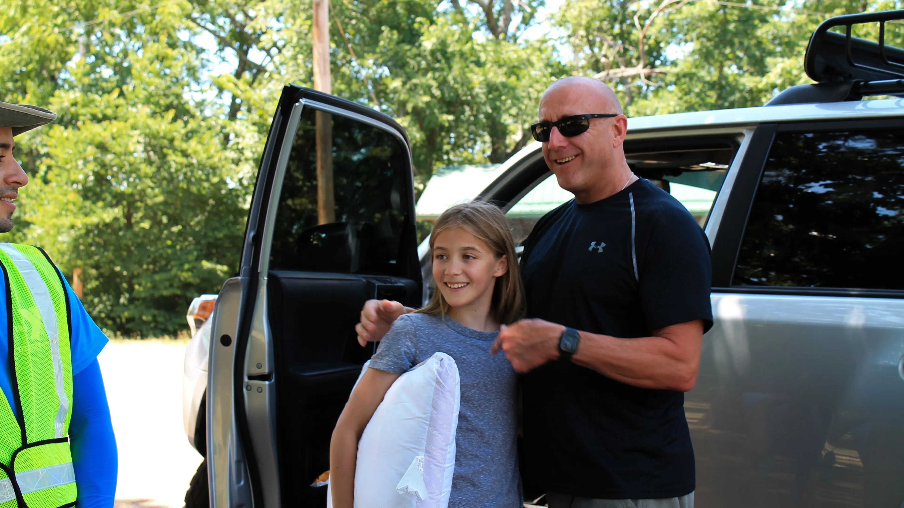 dad dropping off daughter at ymca camp lakewood