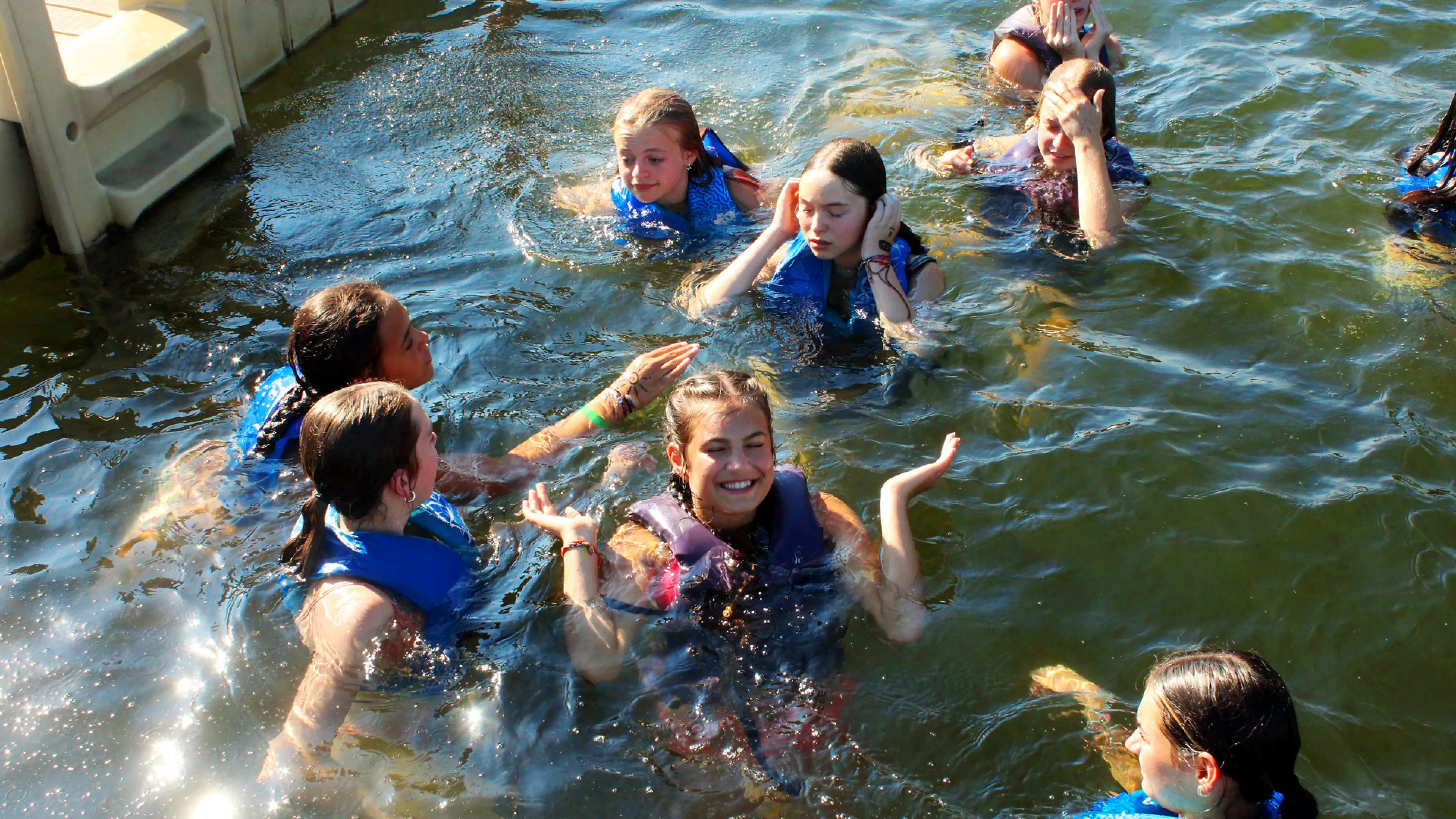 YMCA Camp Lakewood Campers Swimming in Sunnen Lake