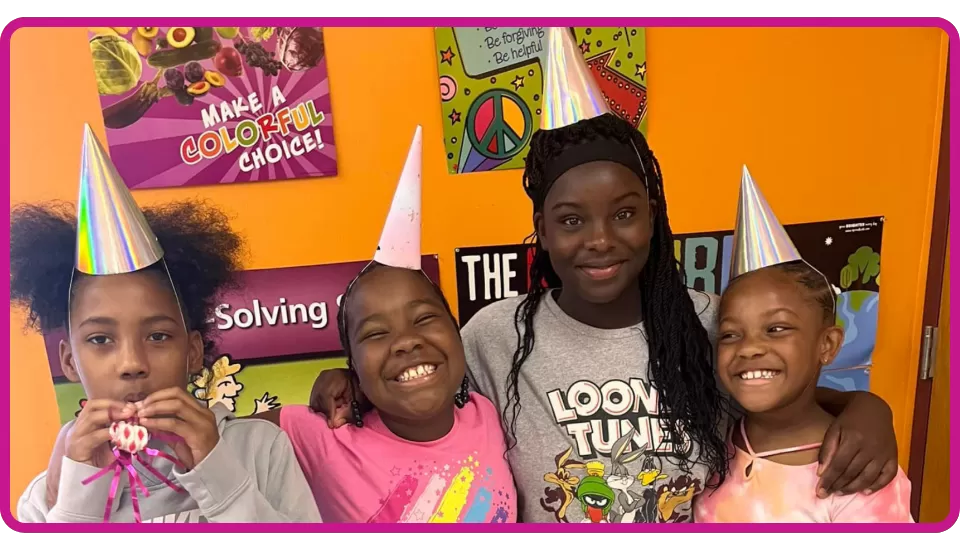 young girls at YMCA celebrating birthday party
