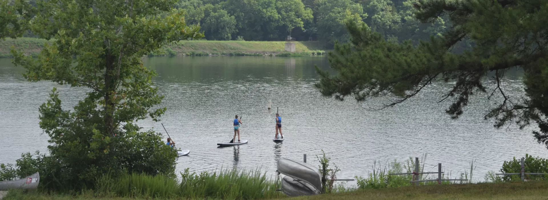 Two stand-up paddle boarders